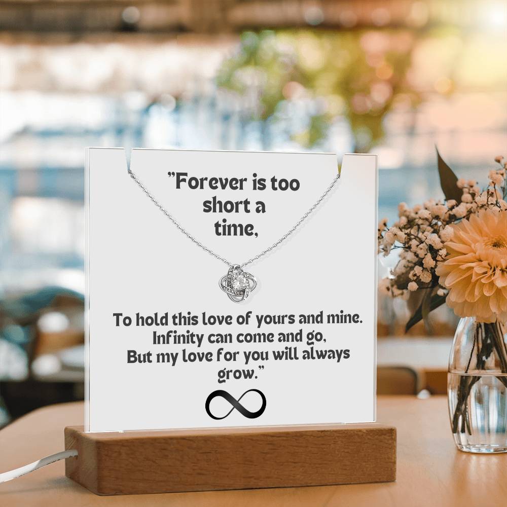 Color LED Acrylic Infinity Card White Background Black Text and Infinity KNOT Necklace For my Wife/ Girlfriend & Husband/ Boyfriend Infinite love Keepsake 2