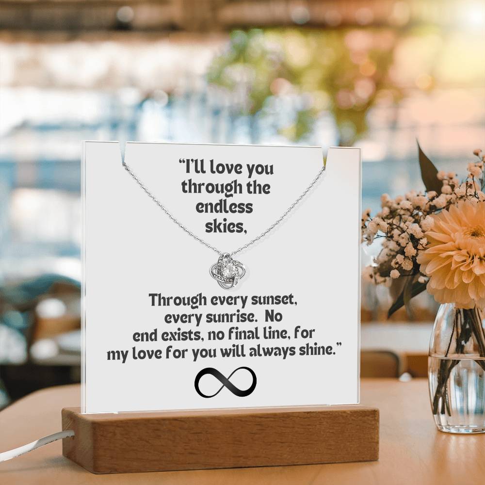 Color LED Acrylic Infinity Card and KNOT Necklace For my Wife/ Girlfriend & Husband/ Boyfriend Infinite love Keepsake 4
