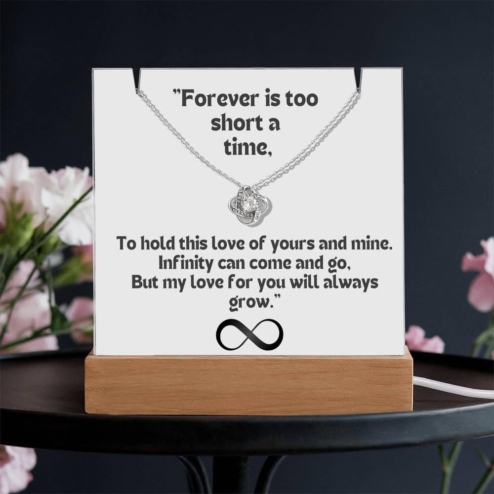 Color LED Acrylic Infinity Card White Background Black Text and Infinity KNOT Necklace For my Wife/ Girlfriend & Husband/ Boyfriend Infinite love Keepsake 2