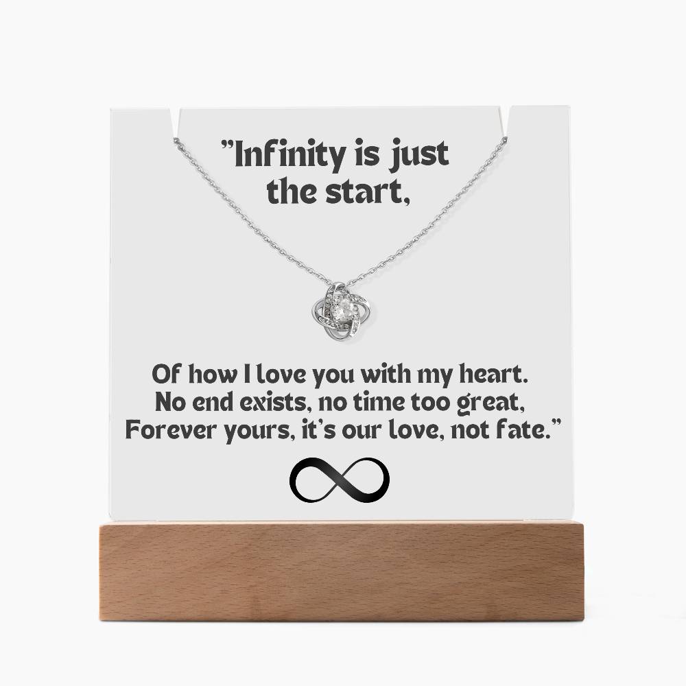 Color LED Acrylic Infinity Card White Background Black Text and KNOT Necklace For my Wife/ Girlfriend & Husband/ Boyfriend Infinite love Keepsake 1
