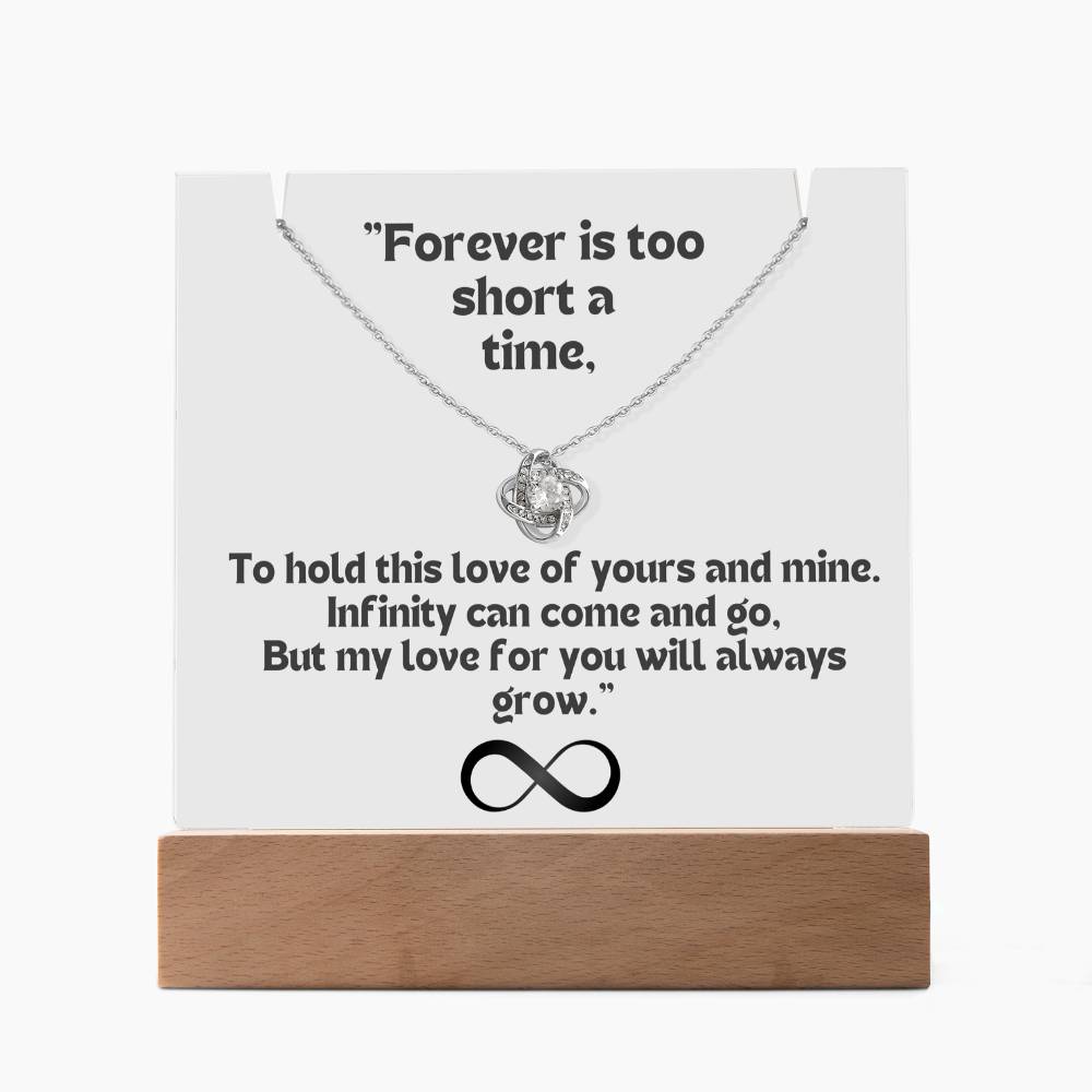 Color LED Acrylic Infinity Card White Background Black Text and Infinity KNOT Necklace For my Wife/ Girlfriend & Husband/ Boyfriend Infinite love Keepsake 3