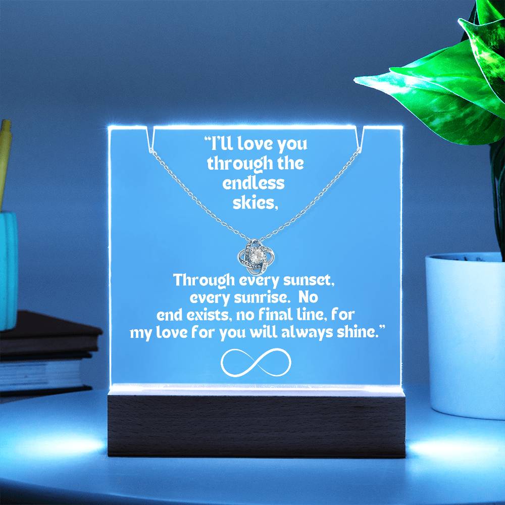 Color LED Acrylic Infinity Card WHITE Writing and HEART Necklace For my Wife/ Girlfriend & Husband/ Boyfriend Infinite love Keepsake 1