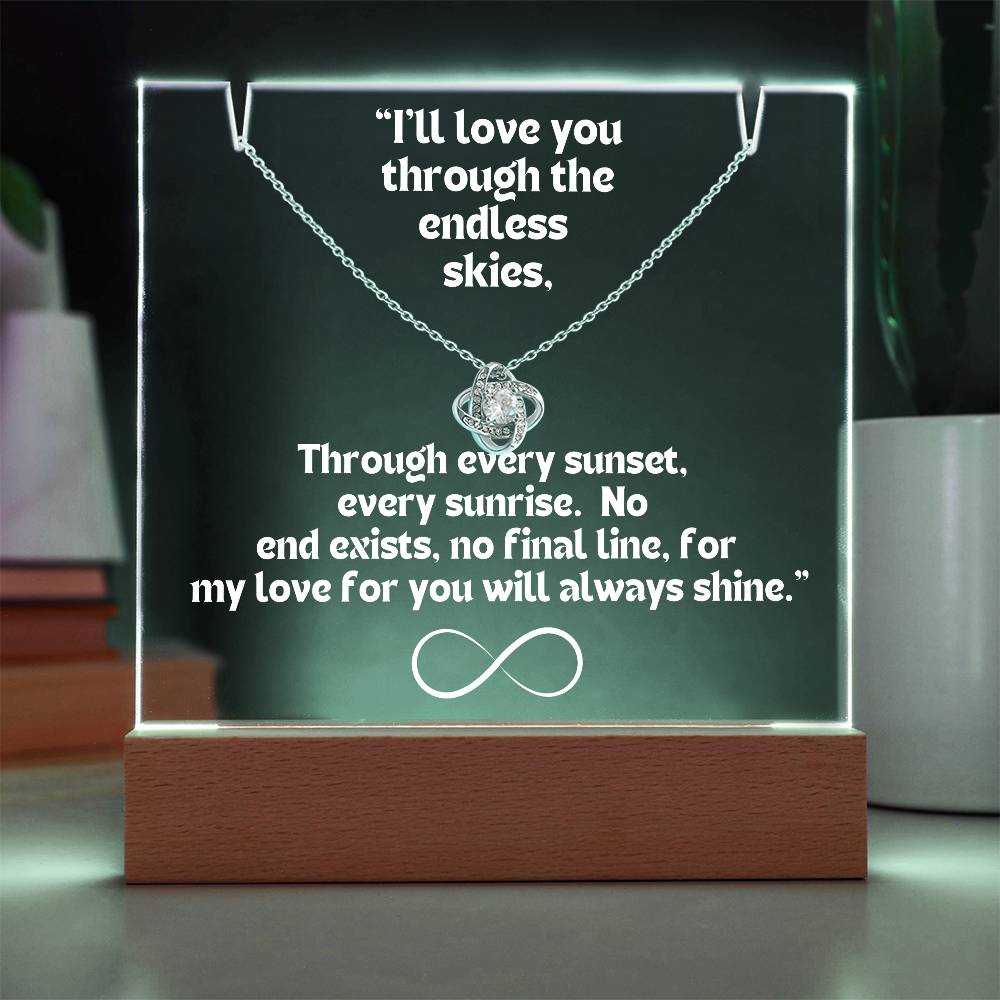 Color LED Acrylic Infinity Card WHITE Writing and HEART Necklace For my Wife/ Girlfriend & Husband/ Boyfriend Infinite love Keepsake 1
