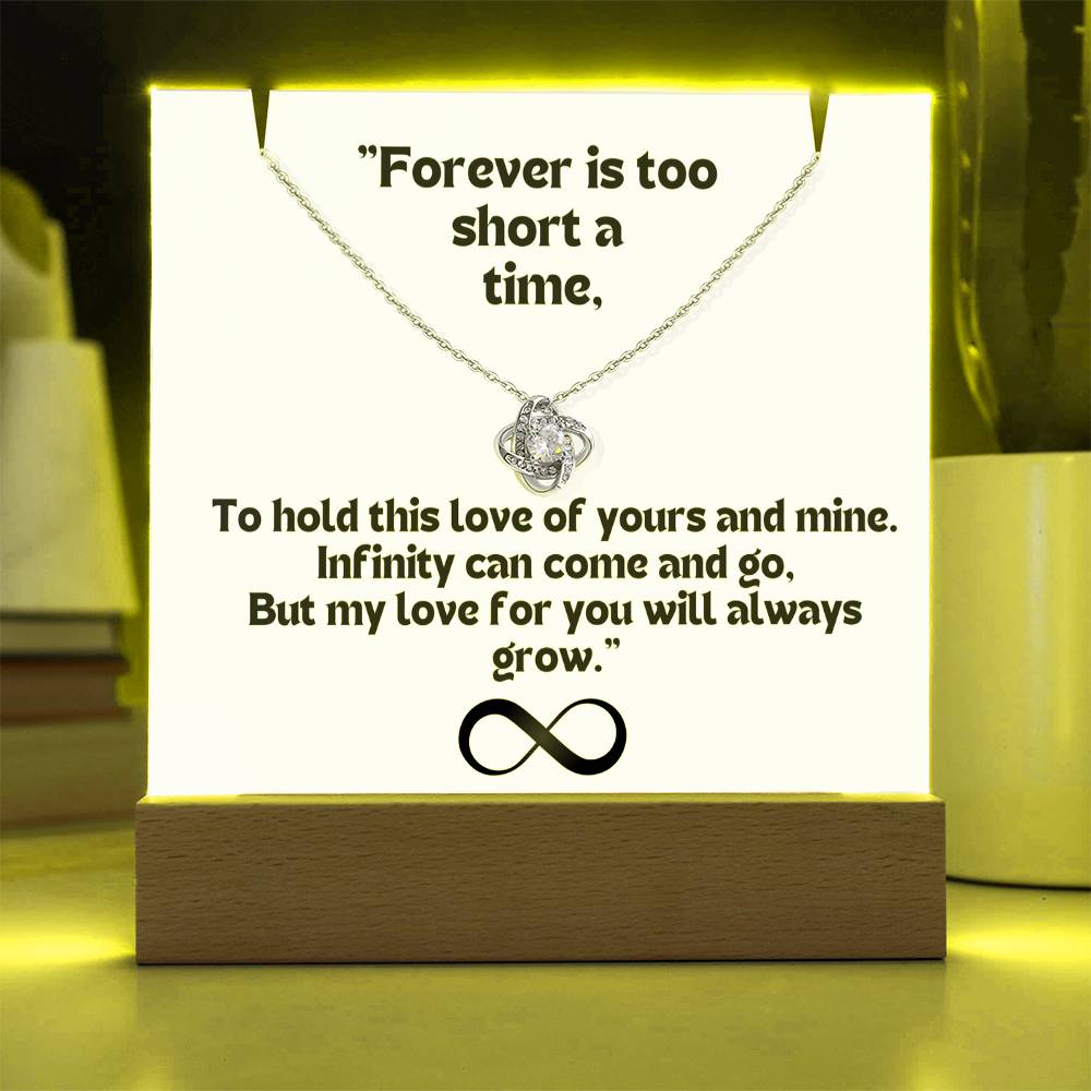 Color LED Acrylic Infinity Card White Background Black Text and Infinity KNOT Necklace For my Wife/ Girlfriend & Husband/ Boyfriend Infinite love Keepsake 3
