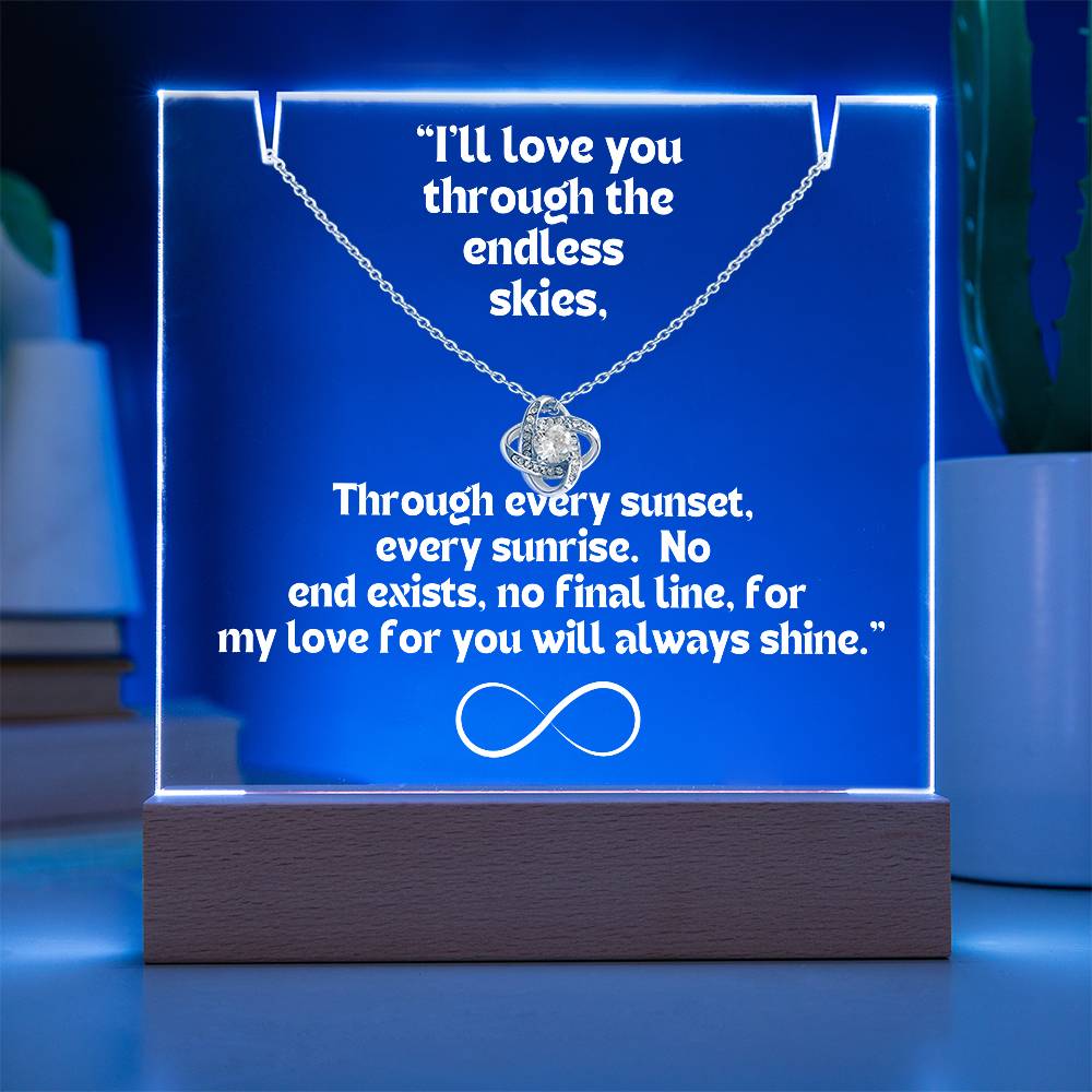 Color LED Acrylic Infinity Card WHITE Writing and HEART Necklace For my Wife/ Girlfriend & Husband/ Boyfriend Infinite love Keepsake 1