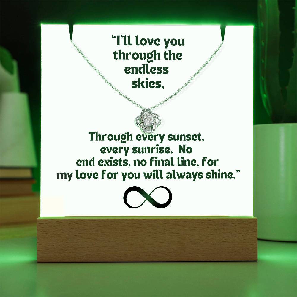 Color LED Acrylic Infinity Card and KNOT Necklace For my Wife/ Girlfriend & Husband/ Boyfriend Infinite love Keepsake 4