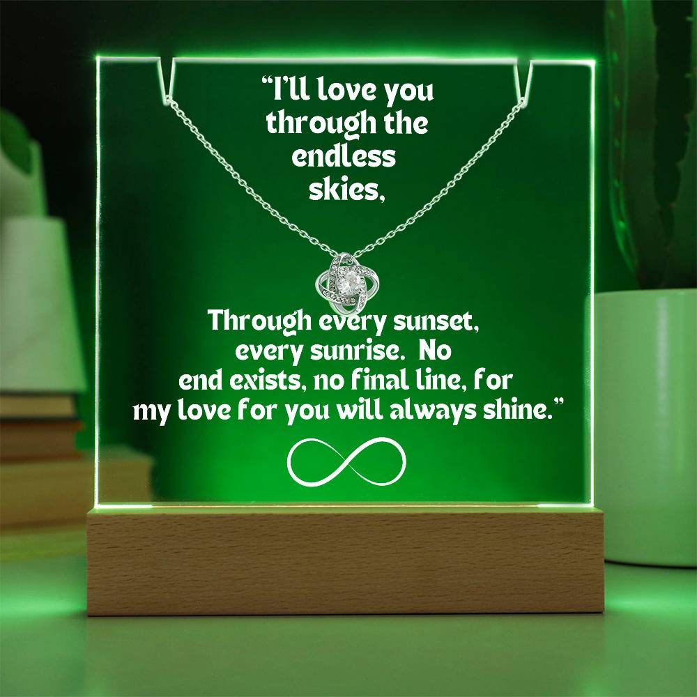 Color LED Acrylic Infinity Card WHITE Writing and HEART Necklace For my Wife/ Girlfriend & Husband/ Boyfriend Infinite love Keepsake 1