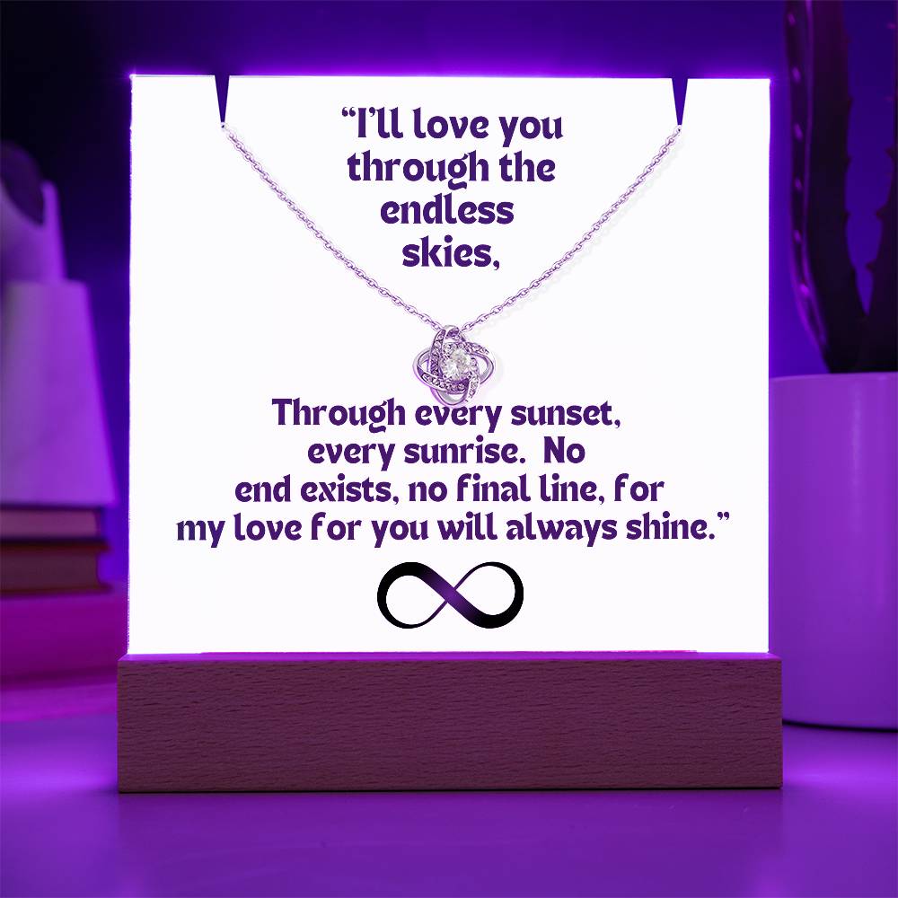 Color LED Acrylic Infinity Card and KNOT Necklace For my Wife/ Girlfriend & Husband/ Boyfriend Infinite love Keepsake 4