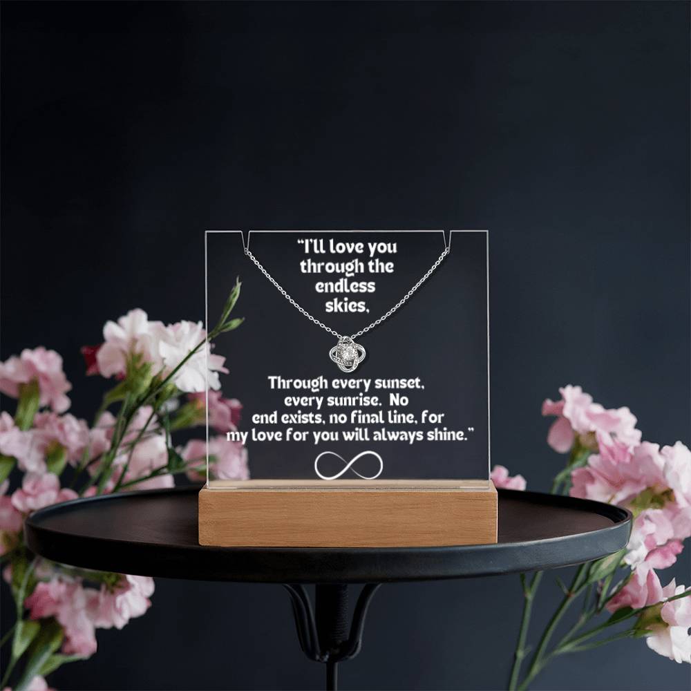 Color LED Acrylic Infinity Card WHITE Writing and HEART Necklace For my Wife/ Girlfriend & Husband/ Boyfriend Infinite love Keepsake 1