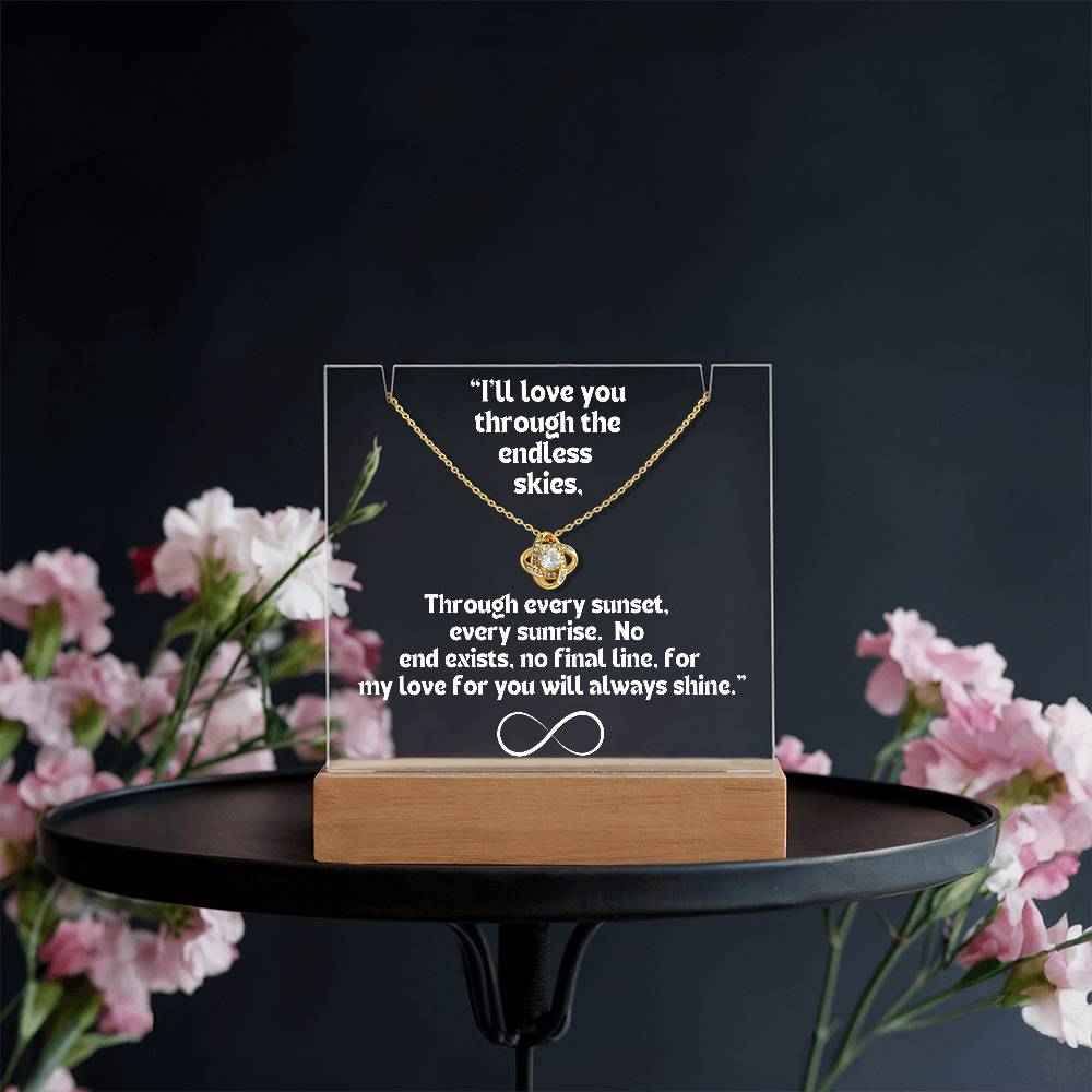Color LED Acrylic Infinity Card WHITE Writing and HEART Necklace For my Wife/ Girlfriend & Husband/ Boyfriend Infinite love Keepsake 1