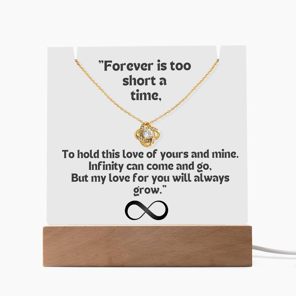Color LED Acrylic Infinity Card White Background Black Text and Infinity KNOT Necklace For my Wife/ Girlfriend & Husband/ Boyfriend Infinite love Keepsake 2