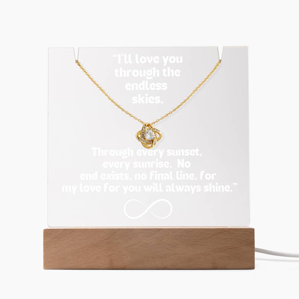 Color LED Acrylic Infinity Card WHITE Writing and HEART Necklace For my Wife/ Girlfriend & Husband/ Boyfriend Infinite love Keepsake 1