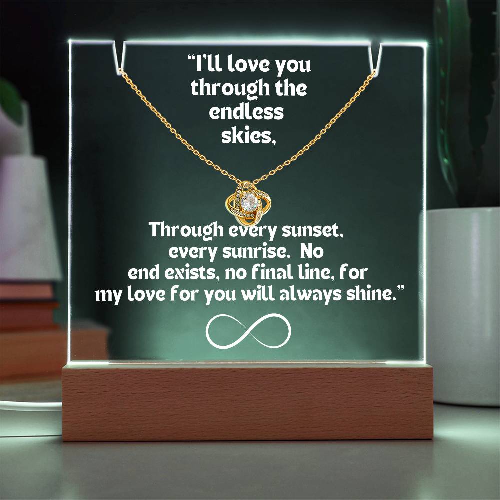 Color LED Acrylic Infinity Card WHITE Writing and HEART Necklace For my Wife/ Girlfriend & Husband/ Boyfriend Infinite love Keepsake 1