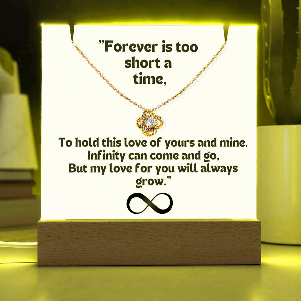 Color LED Acrylic Infinity Card White Background Black Text and Infinity KNOT Necklace For my Wife/ Girlfriend & Husband/ Boyfriend Infinite love Keepsake 3