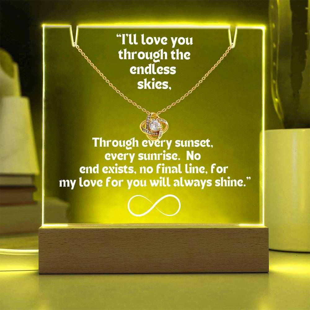 Color LED Acrylic Infinity Card WHITE Writing and HEART Necklace For my Wife/ Girlfriend & Husband/ Boyfriend Infinite love Keepsake 1
