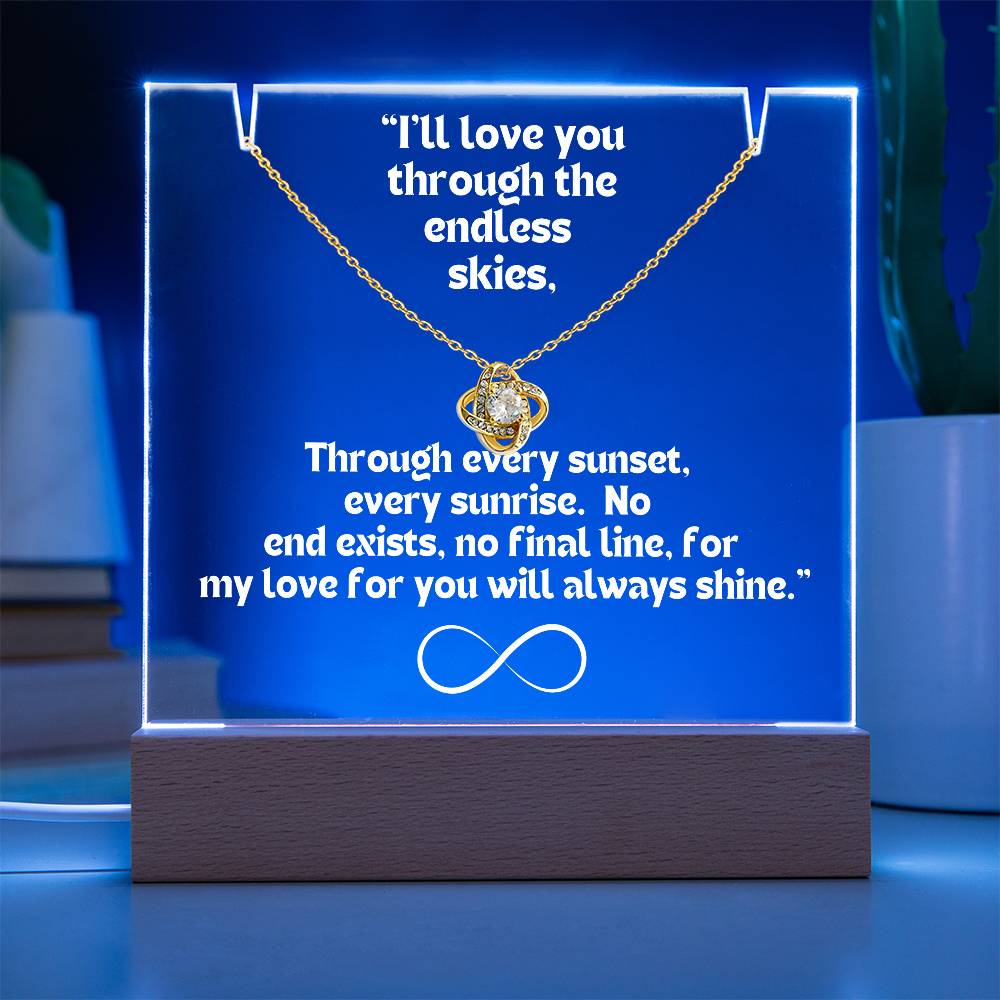 Color LED Acrylic Infinity Card WHITE Writing and HEART Necklace For my Wife/ Girlfriend & Husband/ Boyfriend Infinite love Keepsake 1
