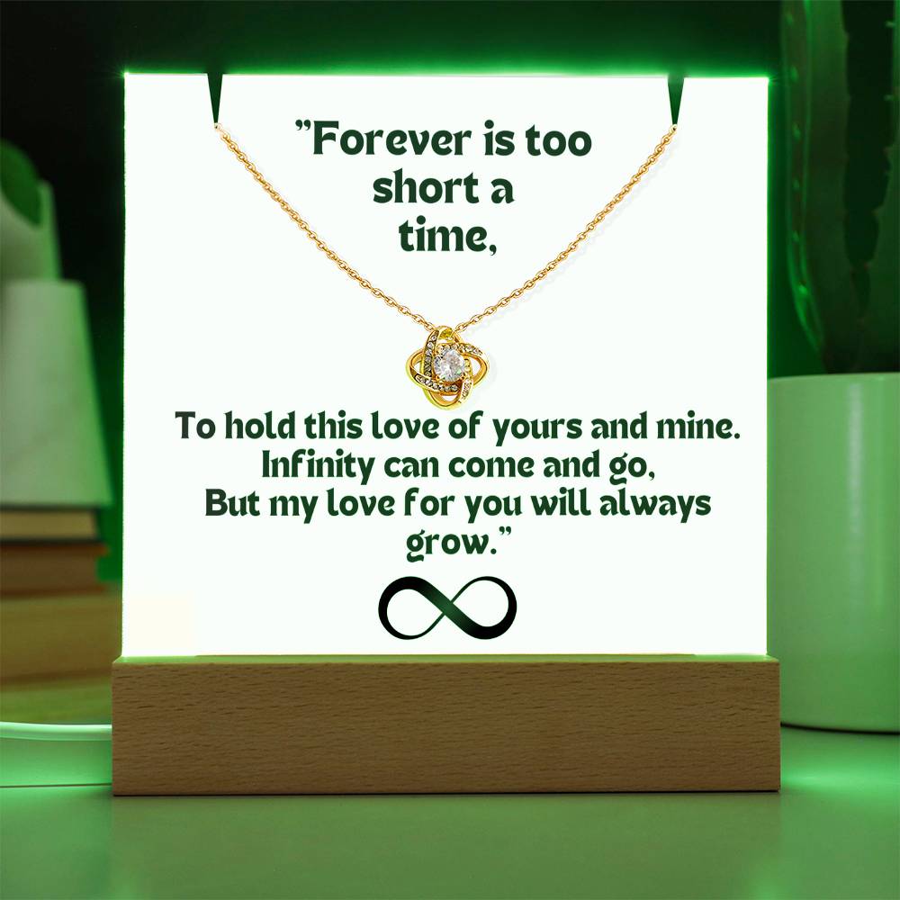 Color LED Acrylic Infinity Card White Background Black Text and Infinity KNOT Necklace For my Wife/ Girlfriend & Husband/ Boyfriend Infinite love Keepsake 3