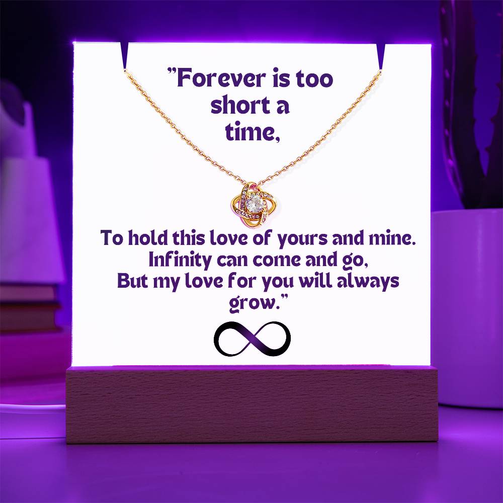 Color LED Acrylic Infinity Card White Background Black Text and Infinity KNOT Necklace For my Wife/ Girlfriend & Husband/ Boyfriend Infinite love Keepsake 3
