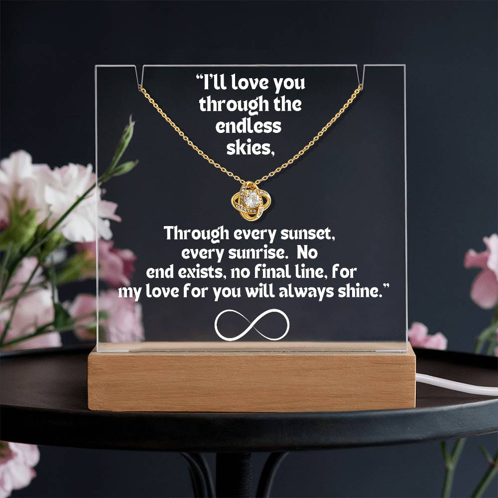 Color LED Acrylic Infinity Card WHITE Writing and HEART Necklace For my Wife/ Girlfriend & Husband/ Boyfriend Infinite love Keepsake 1