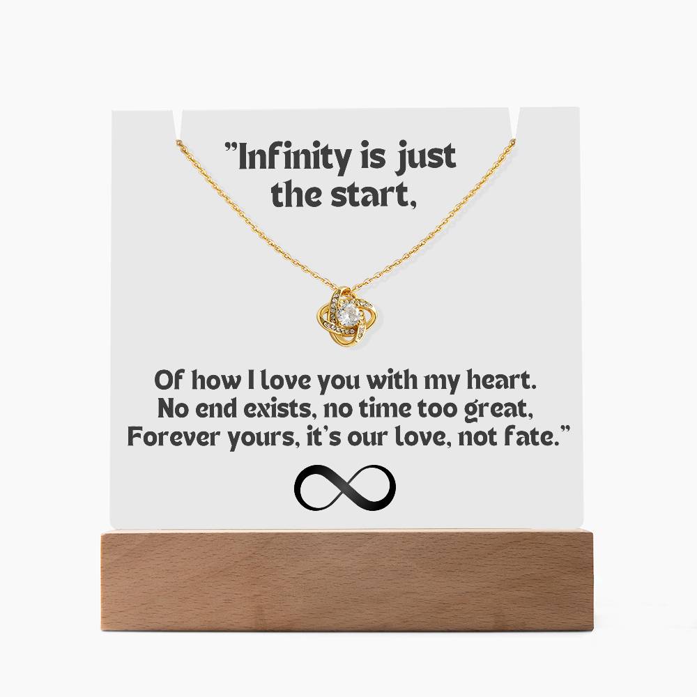 Color LED Acrylic Infinity Card White Background Black Text and KNOT Necklace For my Wife/ Girlfriend & Husband/ Boyfriend Infinite love Keepsake 1
