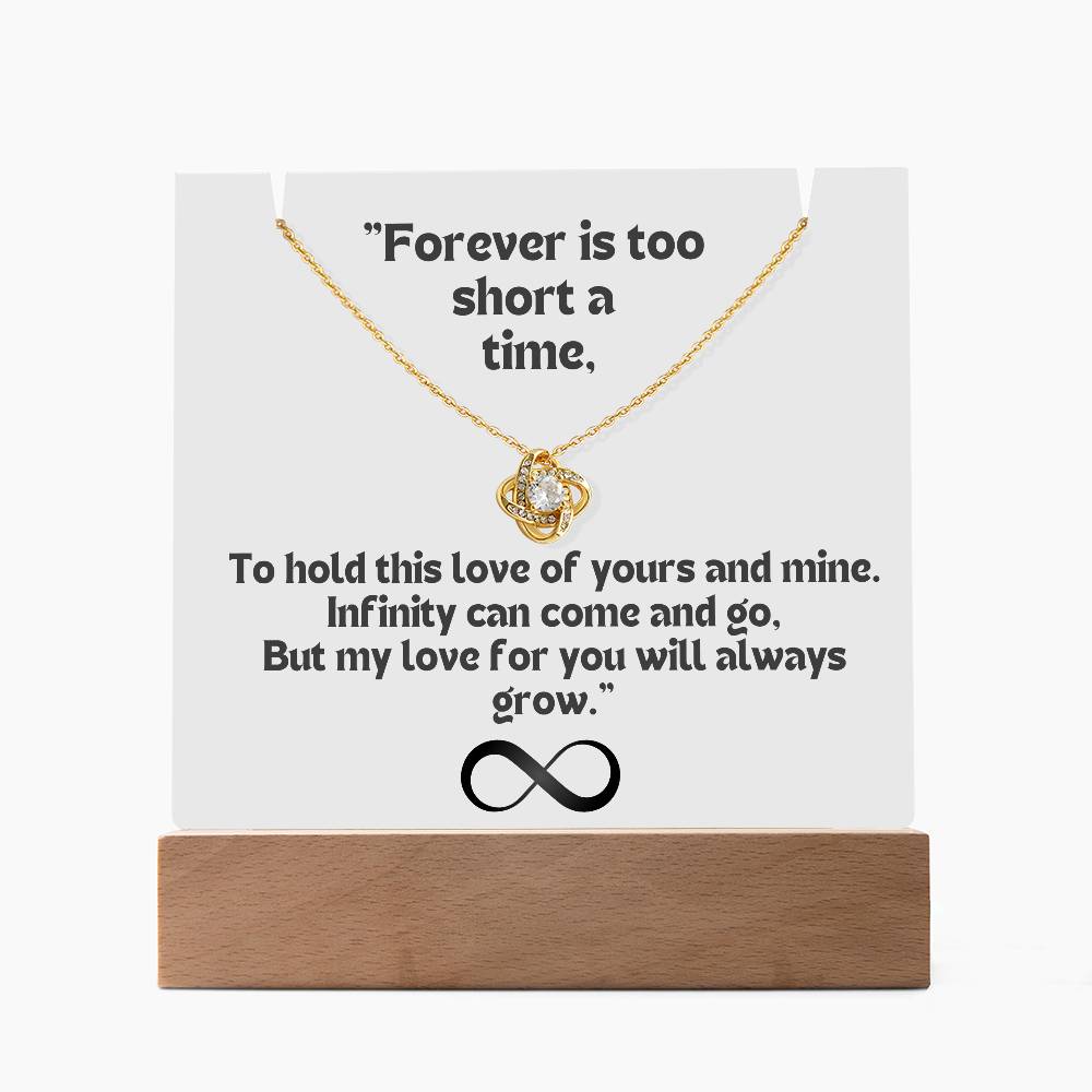 Color LED Acrylic Infinity Card White Background Black Text and Infinity KNOT Necklace For my Wife/ Girlfriend & Husband/ Boyfriend Infinite love Keepsake 3