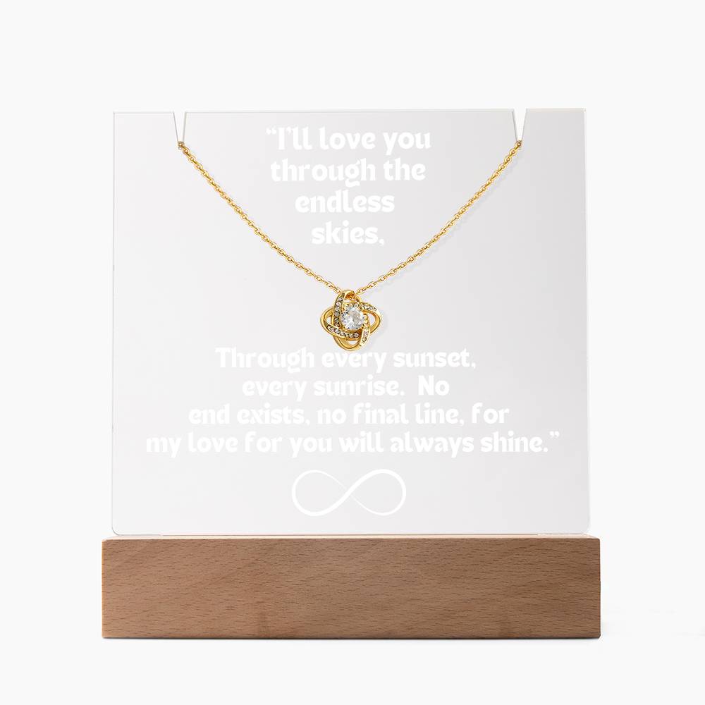 Color LED Acrylic Infinity Card WHITE Writing and HEART Necklace For my Wife/ Girlfriend & Husband/ Boyfriend Infinite love Keepsake 1