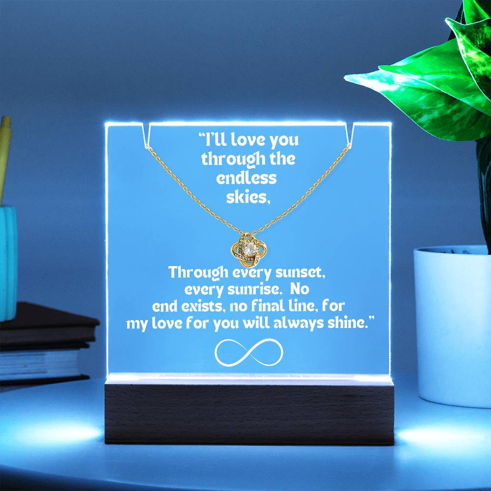 Color LED Acrylic Infinity Card WHITE Writing and HEART Necklace For my Wife/ Girlfriend & Husband/ Boyfriend Infinite love Keepsake 1