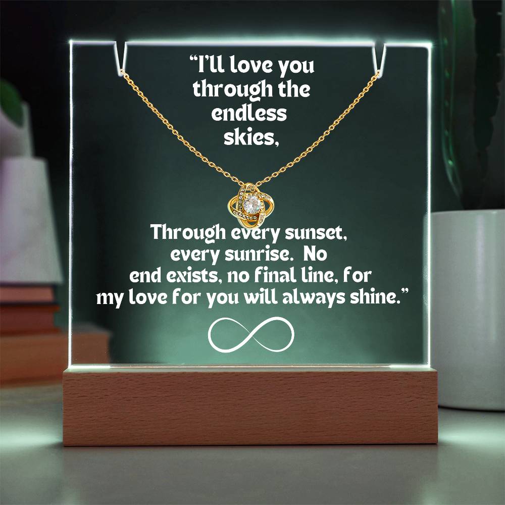 Color LED Acrylic Infinity Card WHITE Writing and HEART Necklace For my Wife/ Girlfriend & Husband/ Boyfriend Infinite love Keepsake 1