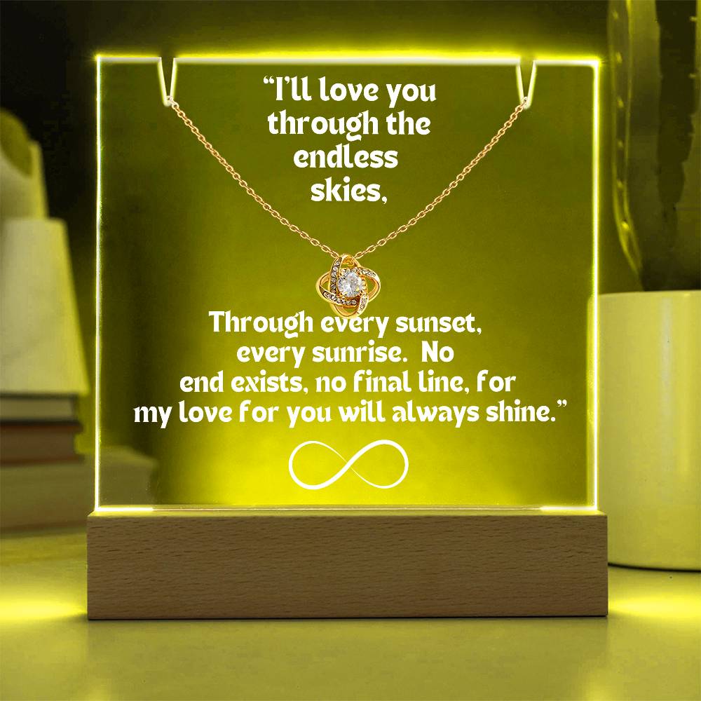 Color LED Acrylic Infinity Card WHITE Writing and HEART Necklace For my Wife/ Girlfriend & Husband/ Boyfriend Infinite love Keepsake 1