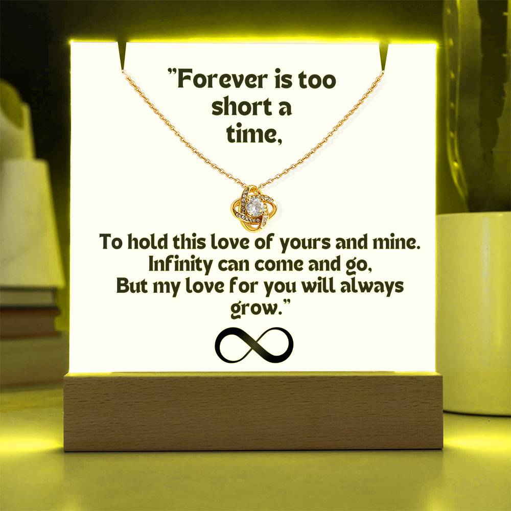 Color LED Acrylic Infinity Card White Background Black Text and Infinity KNOT Necklace For my Wife/ Girlfriend & Husband/ Boyfriend Infinite love Keepsake 2