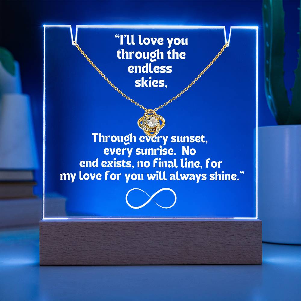 Color LED Acrylic Infinity Card WHITE Writing and HEART Necklace For my Wife/ Girlfriend & Husband/ Boyfriend Infinite love Keepsake 1