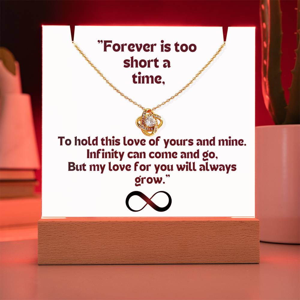 Color LED Acrylic Infinity Card White Background Black Text and Infinity KNOT Necklace For my Wife/ Girlfriend & Husband/ Boyfriend Infinite love Keepsake 2