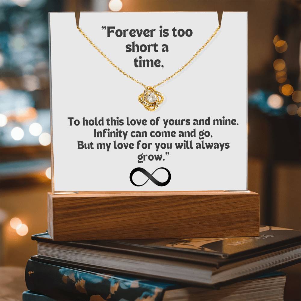 Color LED Acrylic Infinity Card White Background Black Text and Infinity KNOT Necklace For my Wife/ Girlfriend & Husband/ Boyfriend Infinite love Keepsake 2