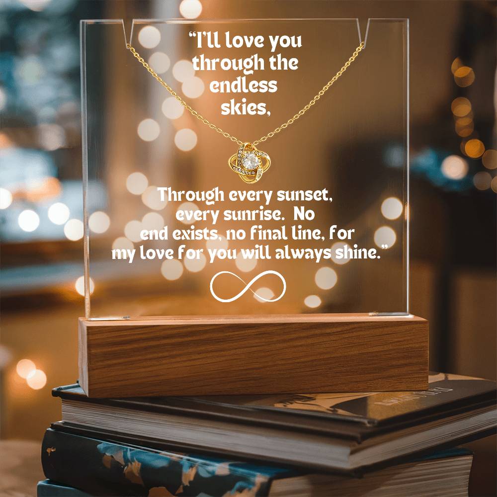 Color LED Acrylic Infinity Card WHITE Writing and HEART Necklace For my Wife/ Girlfriend & Husband/ Boyfriend Infinite love Keepsake 1