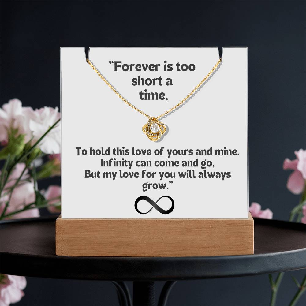 Color LED Acrylic Infinity Card White Background Black Text and Infinity KNOT Necklace For my Wife/ Girlfriend & Husband/ Boyfriend Infinite love Keepsake 2
