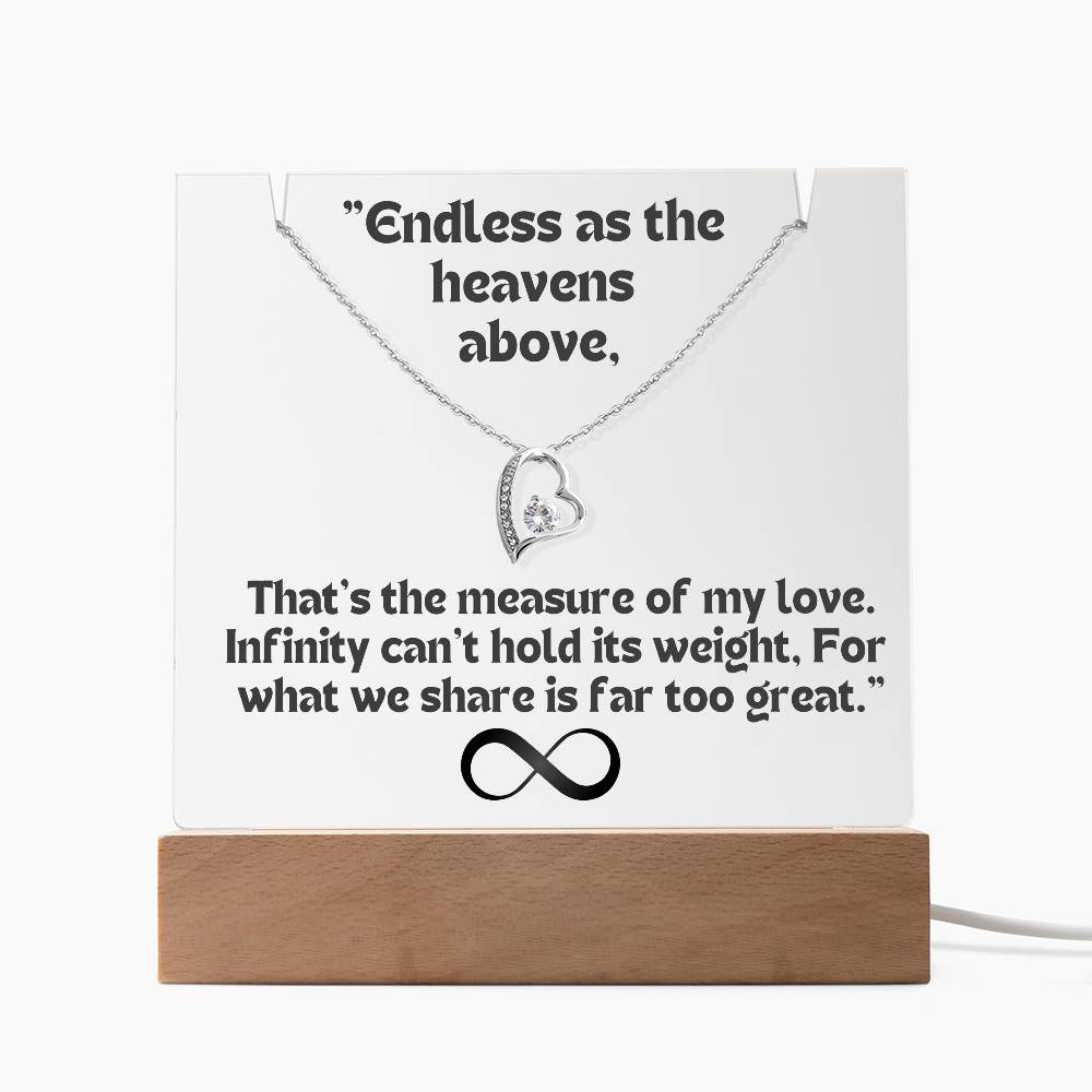 To my Wife/ Girlfriend & Husband/ Boyfriend Infinite love Keepsake Acrylic Infinity Card Black Text & Heart Necklace 5