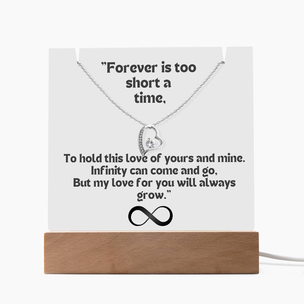 Color LED Acrylic Infinity Card WHITE Background and HEART Necklace For my Wife/ Girlfriend & Husband/ Boyfriend Infinite love Keepsake 2