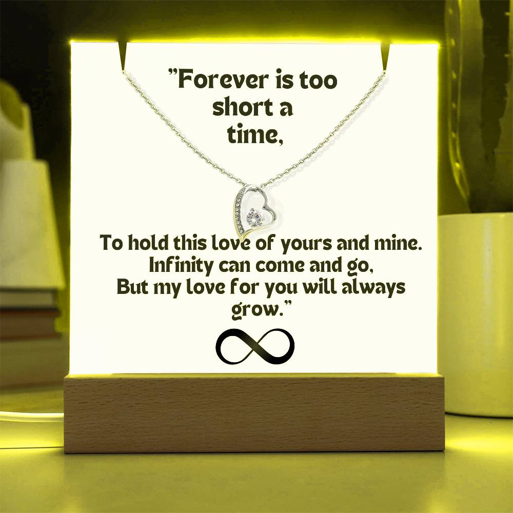 Color LED Acrylic Infinity Card WHITE Background and HEART Necklace For my Wife/ Girlfriend & Husband/ Boyfriend Infinite love Keepsake 2