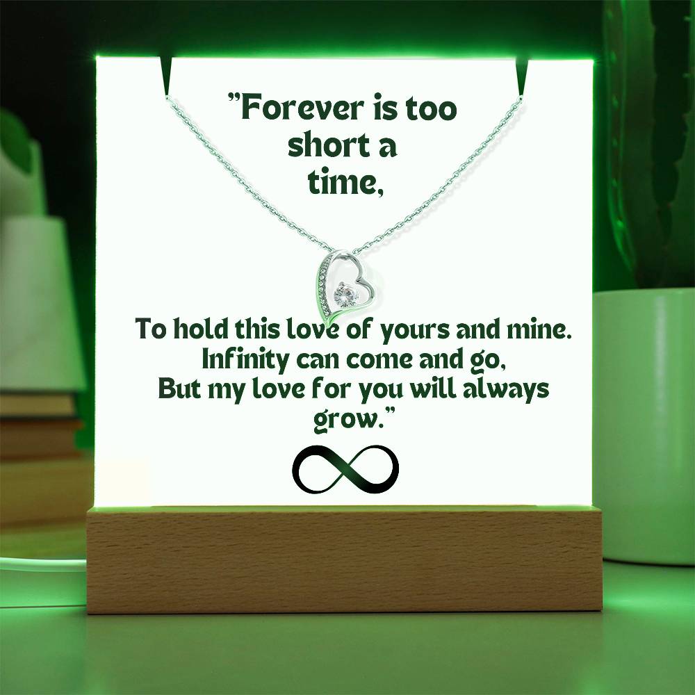 Color LED Acrylic Infinity Card WHITE Background and HEART Necklace For my Wife/ Girlfriend & Husband/ Boyfriend Infinite love Keepsake 2