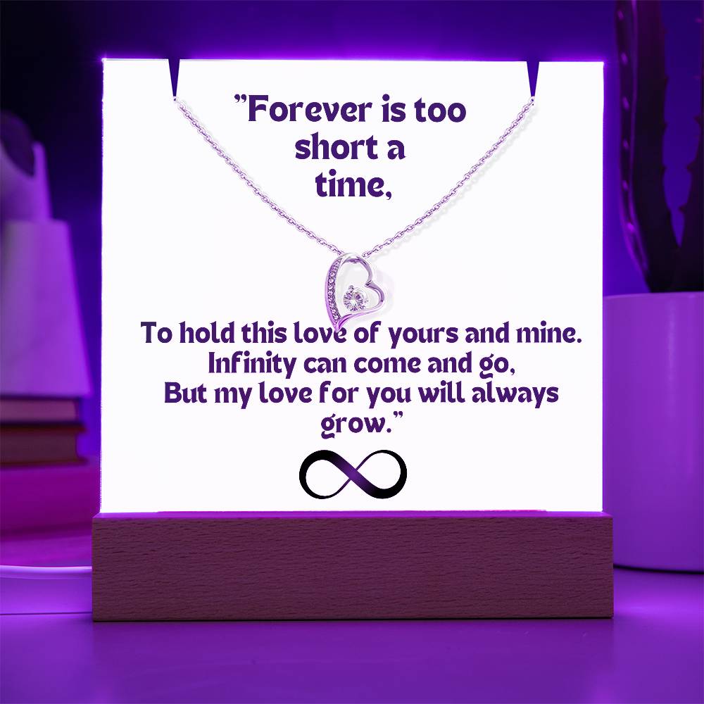 Color LED Acrylic Infinity Card WHITE Background and HEART Necklace For my Wife/ Girlfriend & Husband/ Boyfriend Infinite love Keepsake 2
