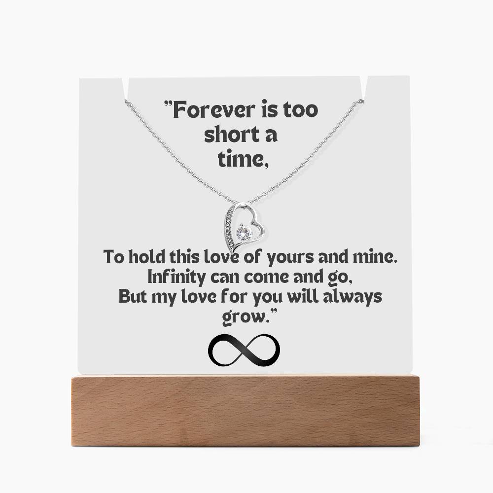 Color LED Acrylic Infinity Card WHITE Background and HEART Necklace For my Wife/ Girlfriend & Husband/ Boyfriend Infinite love Keepsake 2