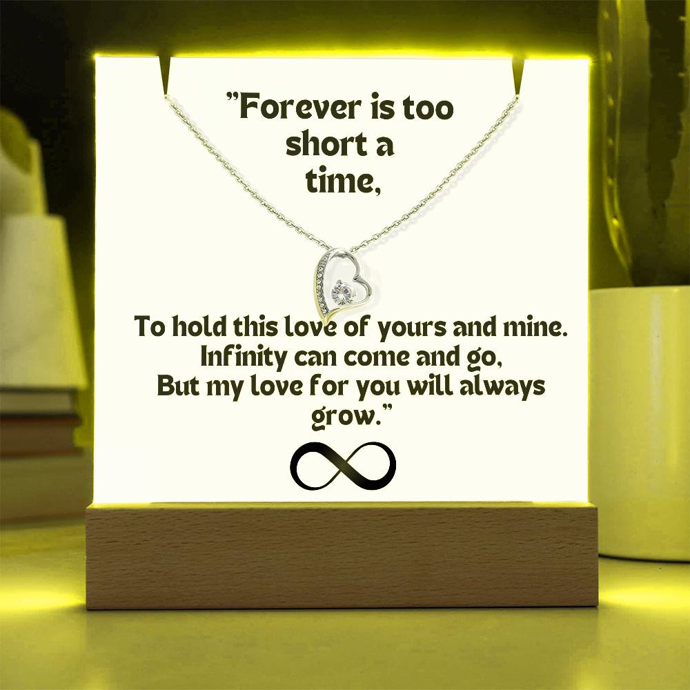 Color LED Acrylic Infinity Card WHITE Background and HEART Necklace For my Wife/ Girlfriend & Husband/ Boyfriend Infinite love Keepsake 2