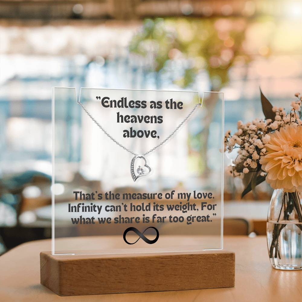 To my Wife/ Girlfriend & Husband/ Boyfriend Infinite love Keepsake Acrylic Infinity Card Black Text & Heart Necklace 5