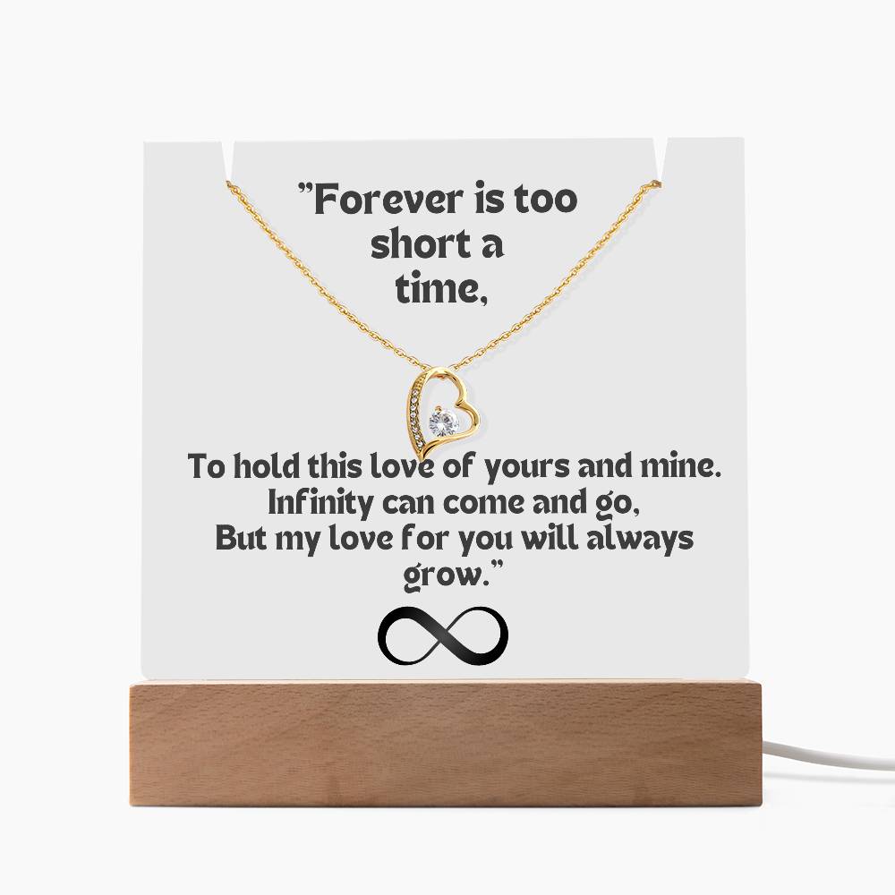 Color LED Acrylic Infinity Card WHITE Background and HEART Necklace For my Wife/ Girlfriend & Husband/ Boyfriend Infinite love Keepsake 2