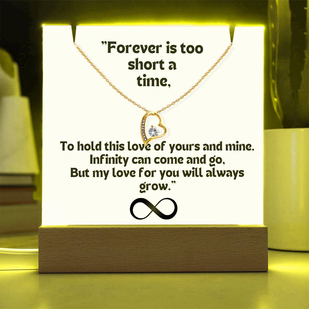 Color LED Acrylic Infinity Card WHITE Background and HEART Necklace For my Wife/ Girlfriend & Husband/ Boyfriend Infinite love Keepsake 2