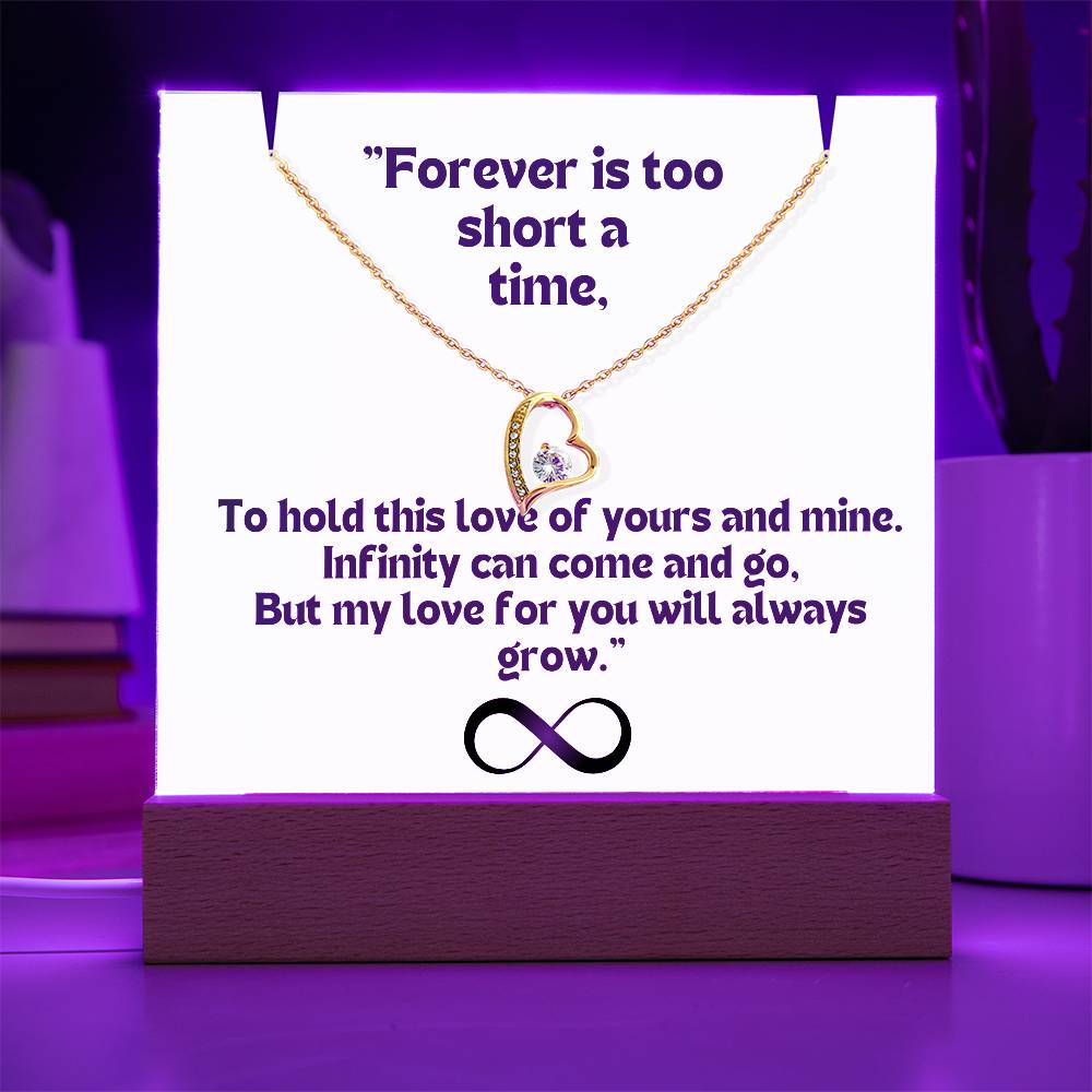 Color LED Acrylic Infinity Card WHITE Background and HEART Necklace For my Wife/ Girlfriend & Husband/ Boyfriend Infinite love Keepsake 2