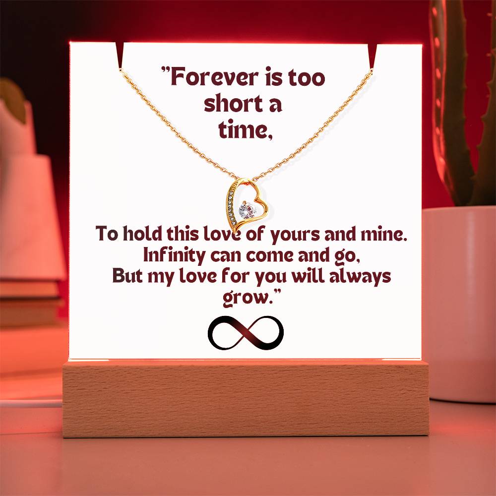 Color LED Acrylic Infinity Card WHITE Background and HEART Necklace For my Wife/ Girlfriend & Husband/ Boyfriend Infinite love Keepsake 2