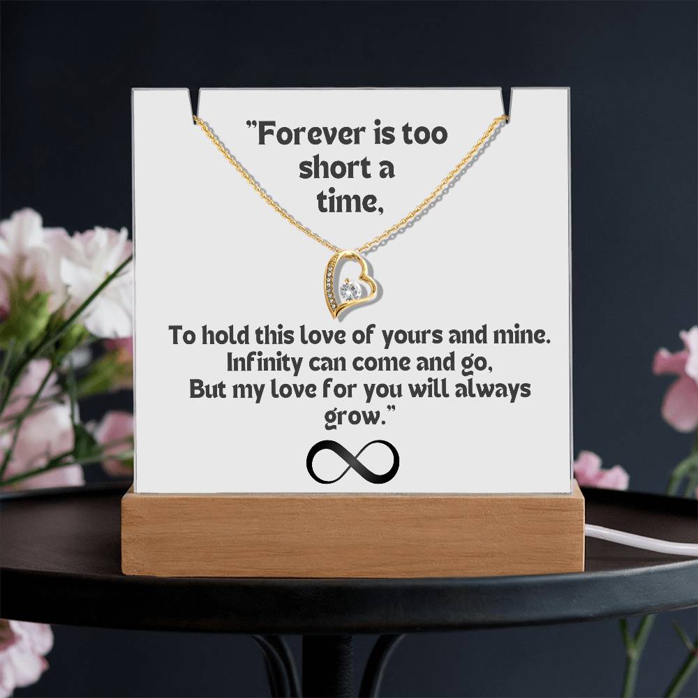 Color LED Acrylic Infinity Card WHITE Background and HEART Necklace For my Wife/ Girlfriend & Husband/ Boyfriend Infinite love Keepsake 2