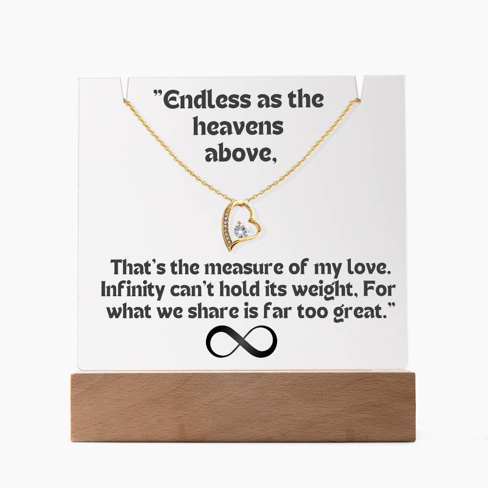 To my Wife/ Girlfriend & Husband/ Boyfriend Infinite love Keepsake Acrylic Infinity Card Black Text & Heart Necklace 5