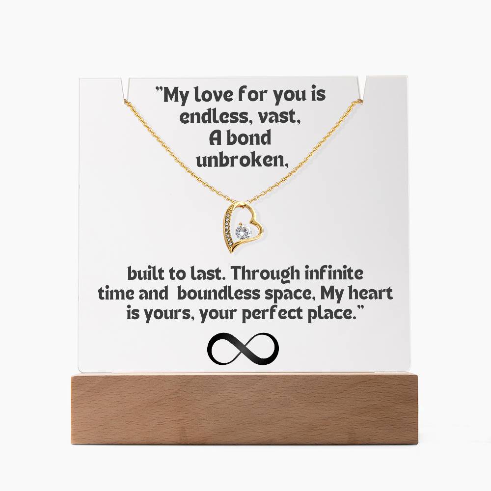 Color LED Acrylic Infinity Card Black Text and HEART Necklace For my Wife/ Girlfriend & Husband/ Boyfriend Infinite love Keepsake 4